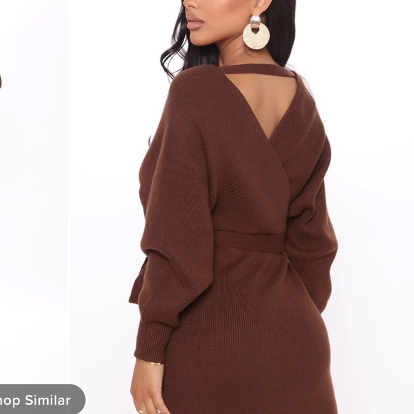 Chocolate brown sweater dress - Picture 4 of 5